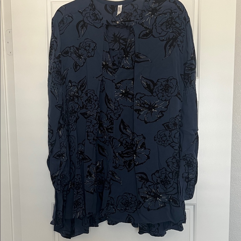 Free People Navy Blue Floral Mini Dress